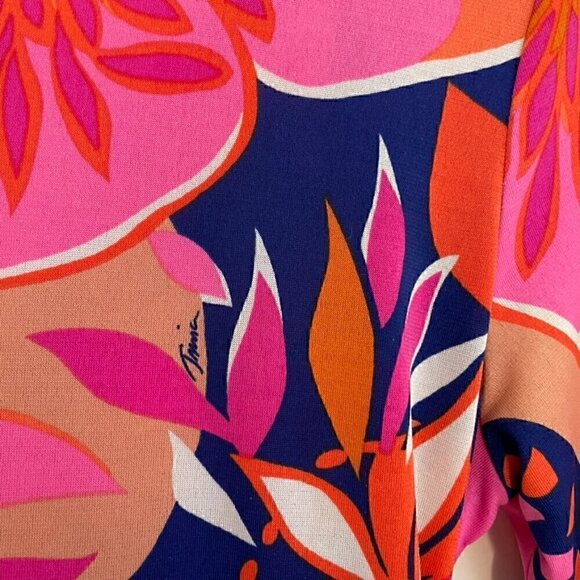 TRINA TRINA TURK Ocean Floral Matte Jersey Tie Back Dress Orange Pink Mini Party - Picture 7 of 14